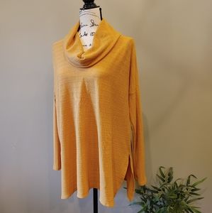 Womens Gold Cowl Neck Long Sleeve Tunic top sz M/L